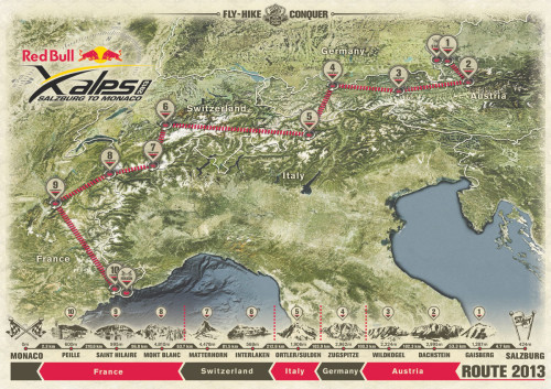 The route of the Red Bull X-Alps 2013. Click to enlarge. Image: Red Bull Content Pool