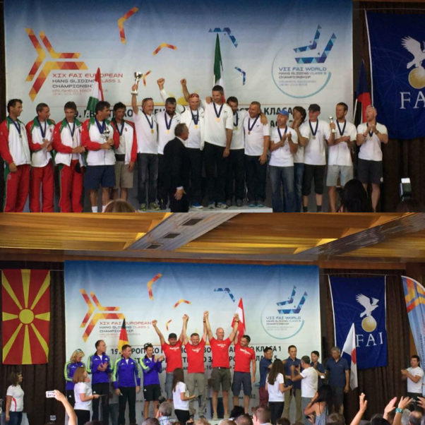 Team podiums at both Class 1 and Class 5 Hang Gliding European Championships 2016. Photo: Eduardo Jacintho W Oliveira / Facebook