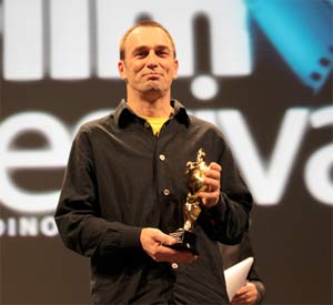 Thomas Latzel picks up the Best Picture award for 'Reise zum Horizont' at the Palermo film festival