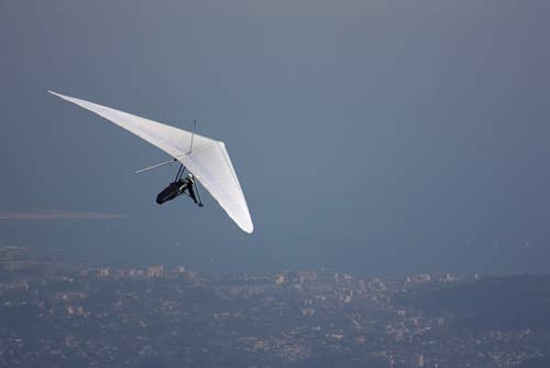 A hang glider thermalling at Gourdon in the South of France