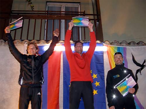 Aeros Winter Race 2010 podium, L-R: Primoz Gricar (2), Thomas Weissenberger (1), Elio Cataldi (3)