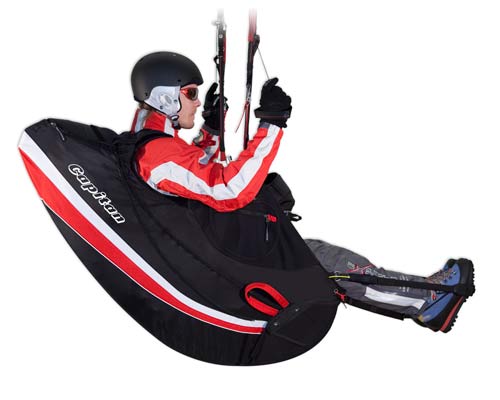 Charly's Capitan, aerodynamically-optimised paraglider harness