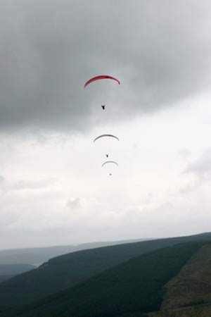 Rain on the way at the Scottish Borders round of the British Paragliding Cup.