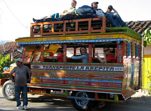 The colourful retireve vehicle in Colombia