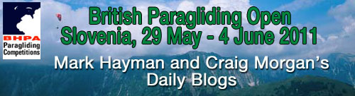 British Paragliding Open Slovenia 2011 blog banner