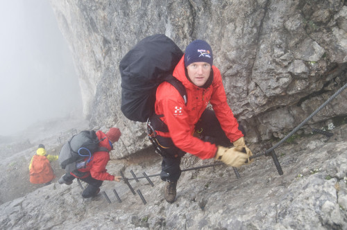 Christian Maurer (SUI1), Paul Guschlbauer (AUT4) - climbing down the Dachstein mountain