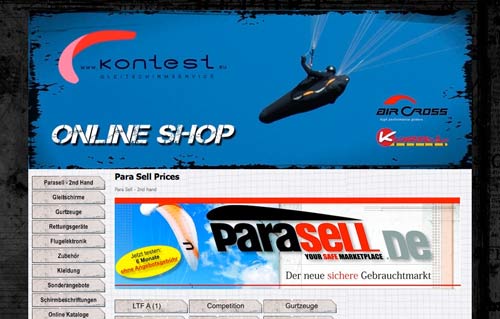 Parasell used paragliding equipment intermediary