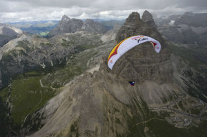 A pilot near the Tri Ceme, Italy, 22 July 2011. Photo: Red Bull X-Alps