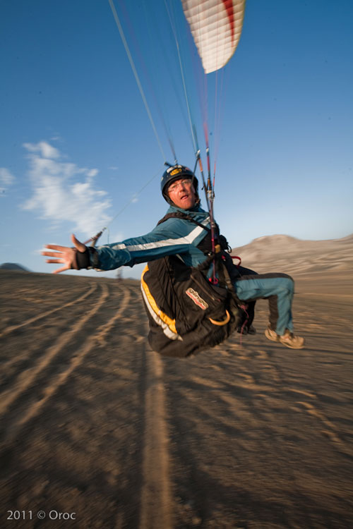 Xavier having fun at the dunes of Huamey on the coast. Photo: James Johnson