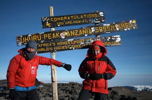 The happy team on summit of Kilimanjaro, 16 September 2011.