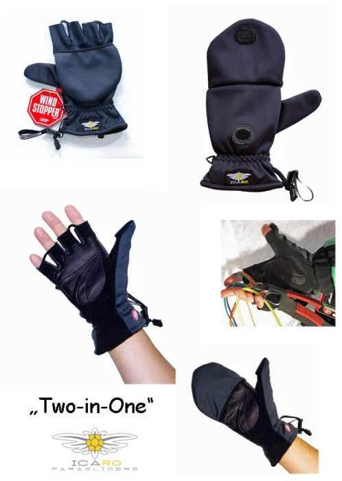 Icaro's two-in-one gloves for paragliding and hang gliding
