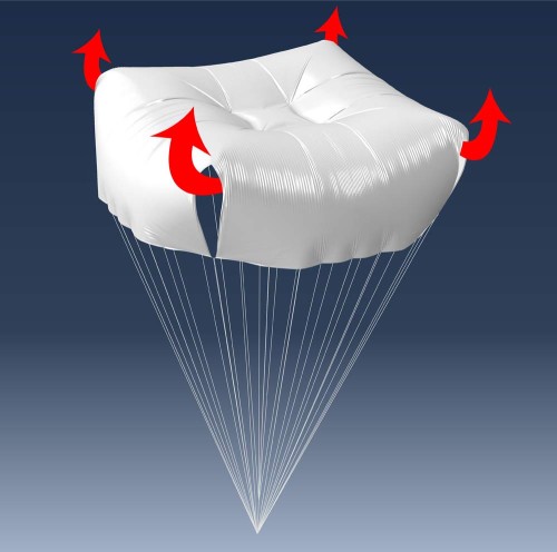 Team 5's new rescue parachute, the Orange Cross