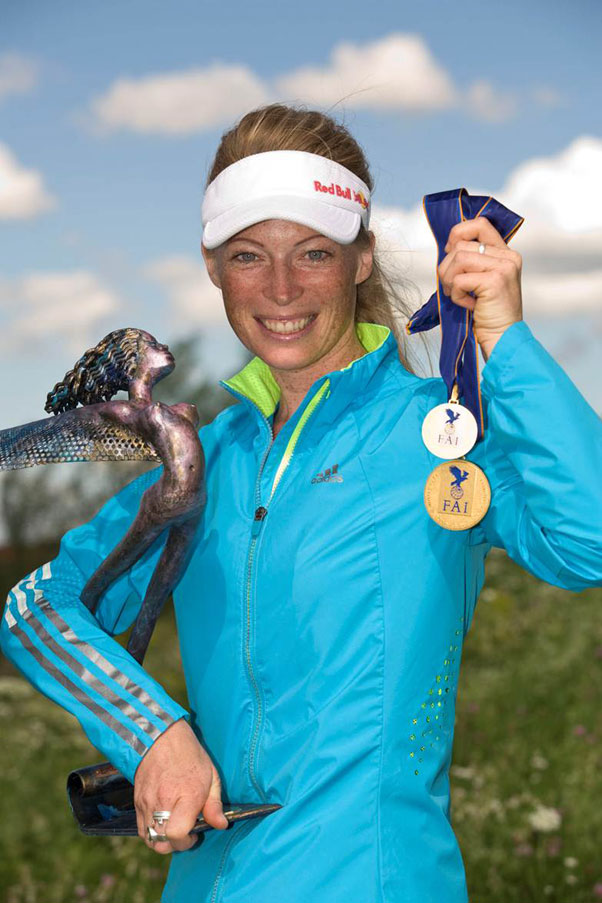 Corinna with medals and a trophy from the Monte Cucco World Championships, 2011