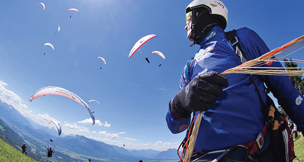Andy Froetscher at the start of the X-Alps. Photo: Vitek Ludvik / Red Bull Content Pool