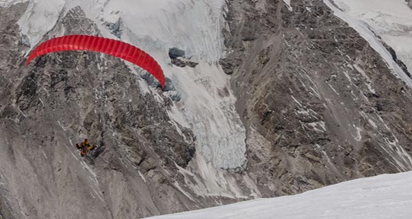In flight on Cho Oyu. Photo: Ken Hutt