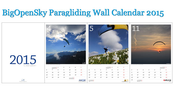 Big Open Sky 2015 paragliding calendar