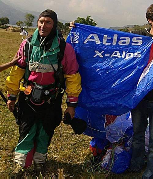 Herve Burdet after his flight over the summit of Machapuchare. Photo: Herve Burdet / Facebook