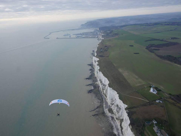 Arriving above the White Cliffs of Dover, UK, on 5 December 2016. Image: WWT / flightoftheswans.org