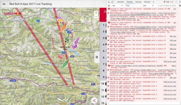 Red Bull X-Alps live tracking issues