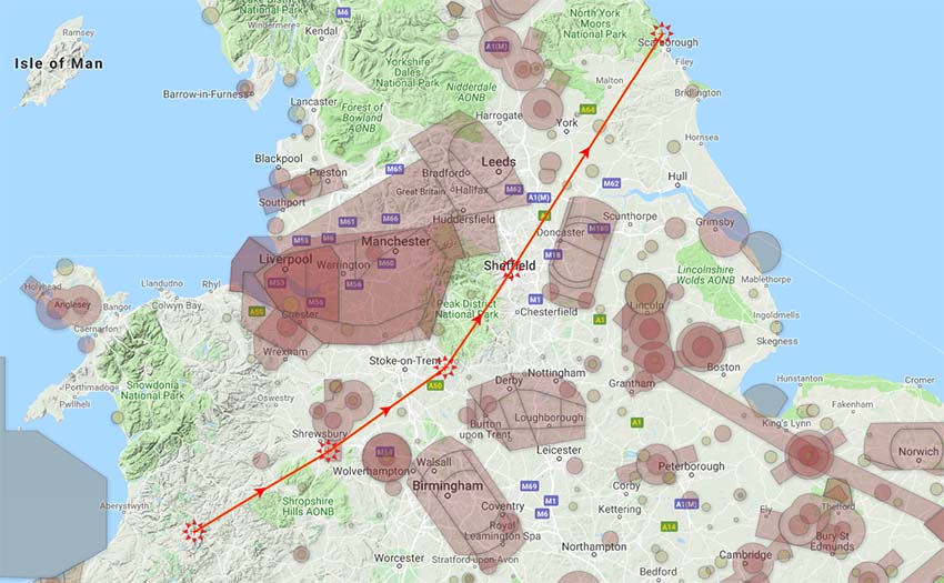 Richard Carter's 300km flight threaded its way through busy UK airspace