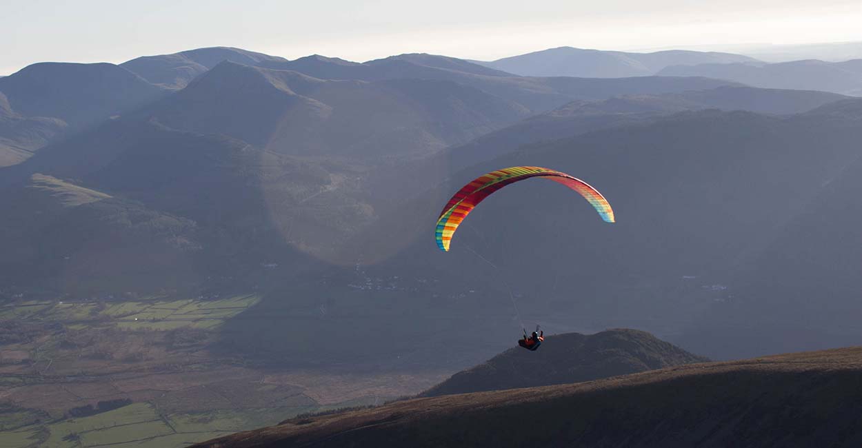 Ridge soaring on a paraglider. Photo: Ed Ewing