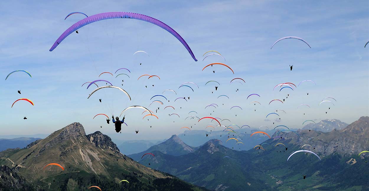 On glide during the Paragliding World Cup. Photo: PWCA