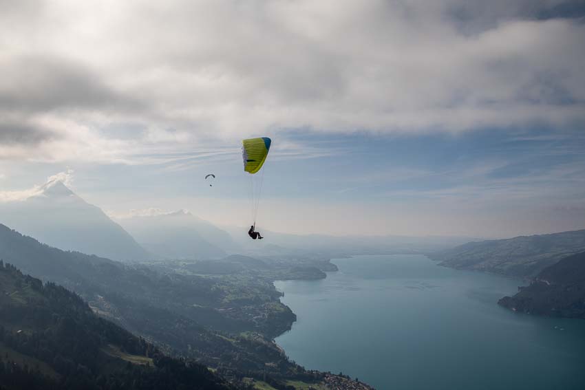 Flying down during the The Advance Red Bull X-Alps fly-in, September 2019. Photo: Marcus King