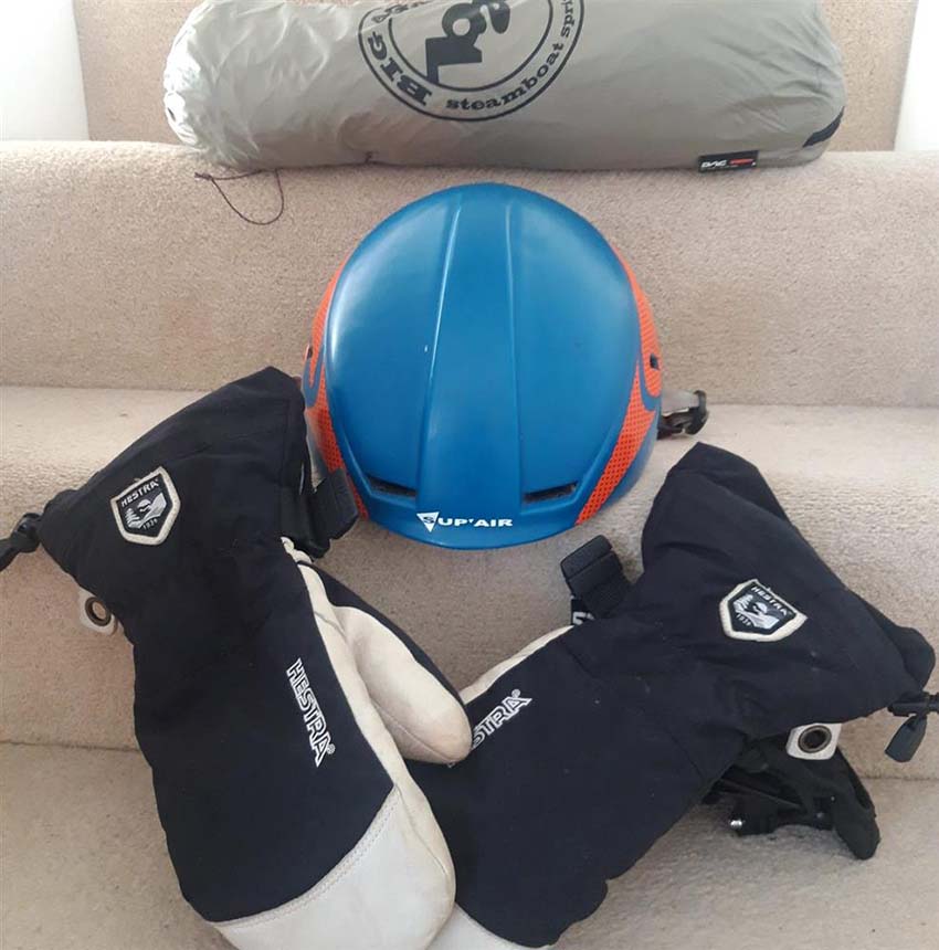 Matt's gear for climbing his staircase inside his East London flat. Photo: File Photo