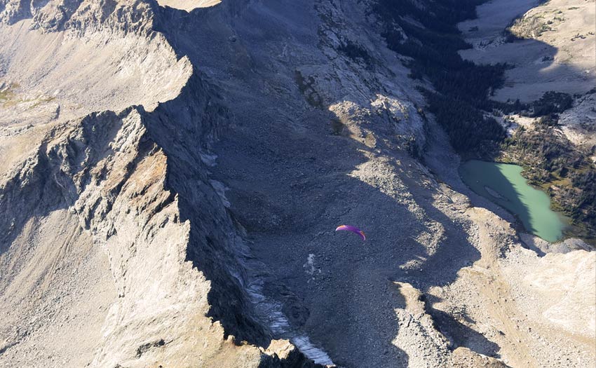 Paragliding deep in the Pioneer Mountains, Idaho. Photo: Gavin McClurg