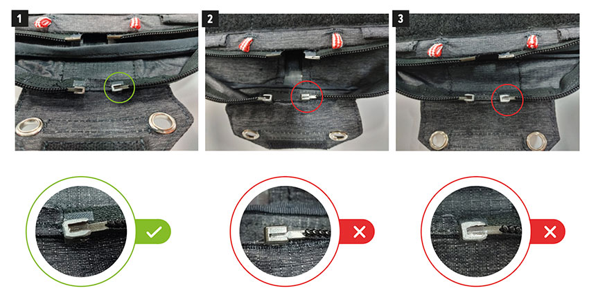 Gin Genie Lite 3 rescue deck zipper diagram from safety notice