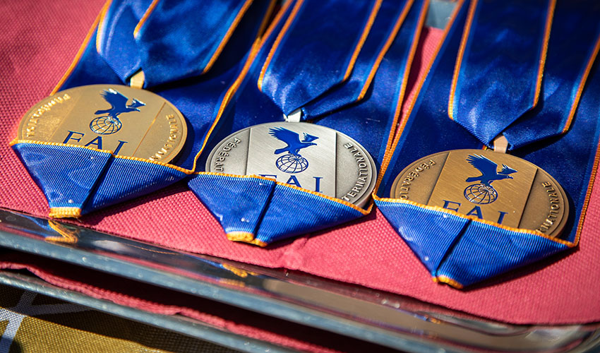 Up for grabs . FAI medals. Photo: Marcus King