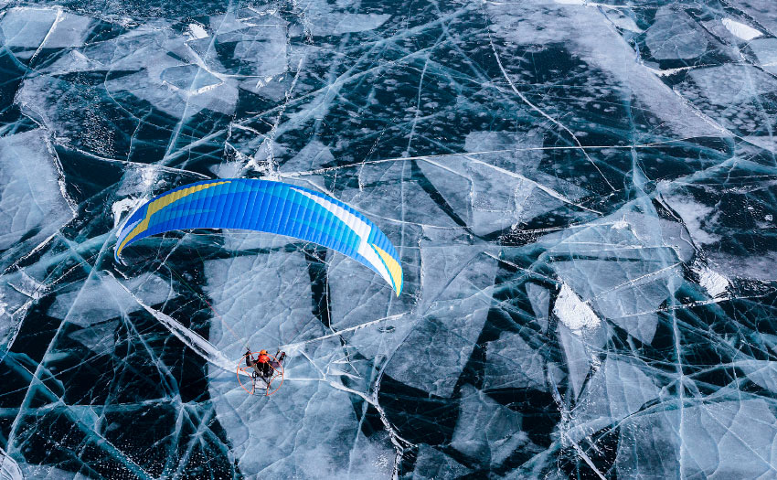 Paramotoring over ice