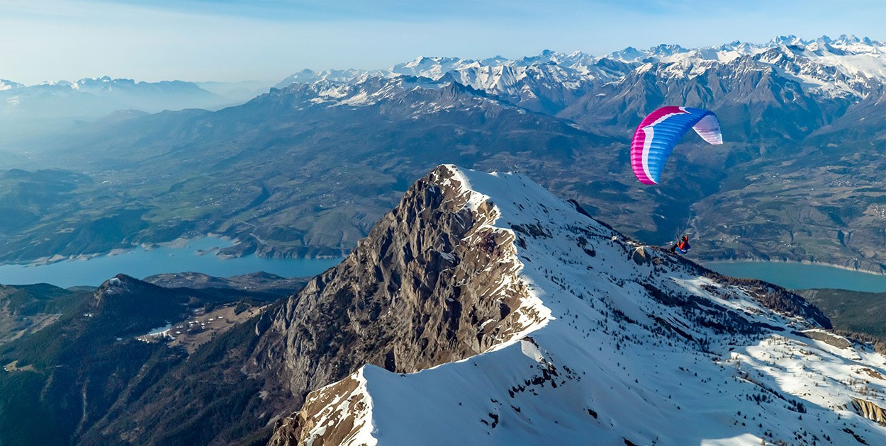Paraglider in high mountains