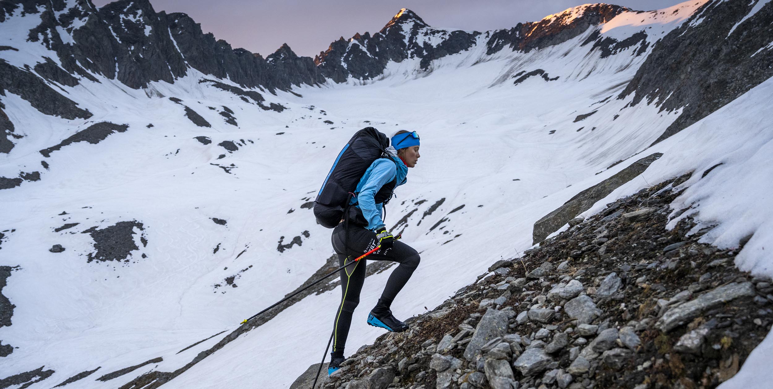 Laurie Genovese hiking during the Red Bull X-Alps 2021 on Furkapass, Switzerland, on June 27, 2021. // Adi Geisegger / Red Bull Content Pool // SI202106270275 // Usage for editorial use only //