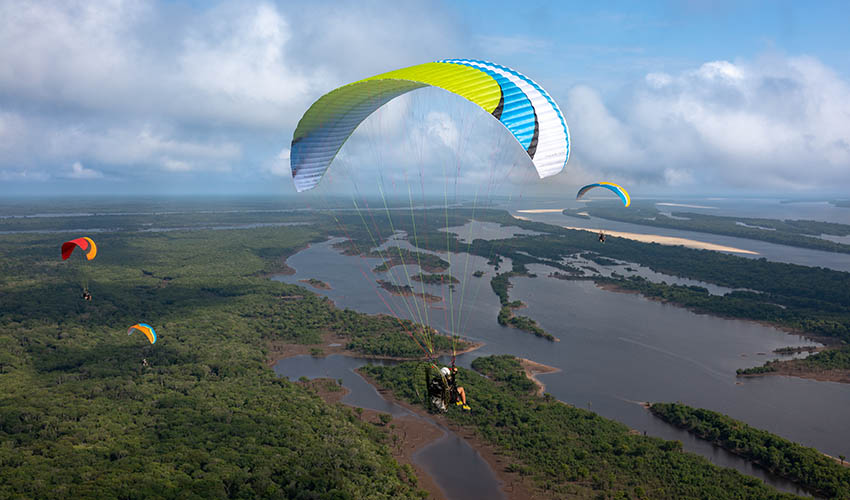 Paramotoring in the Amazon. Photo: Jeff Hamann