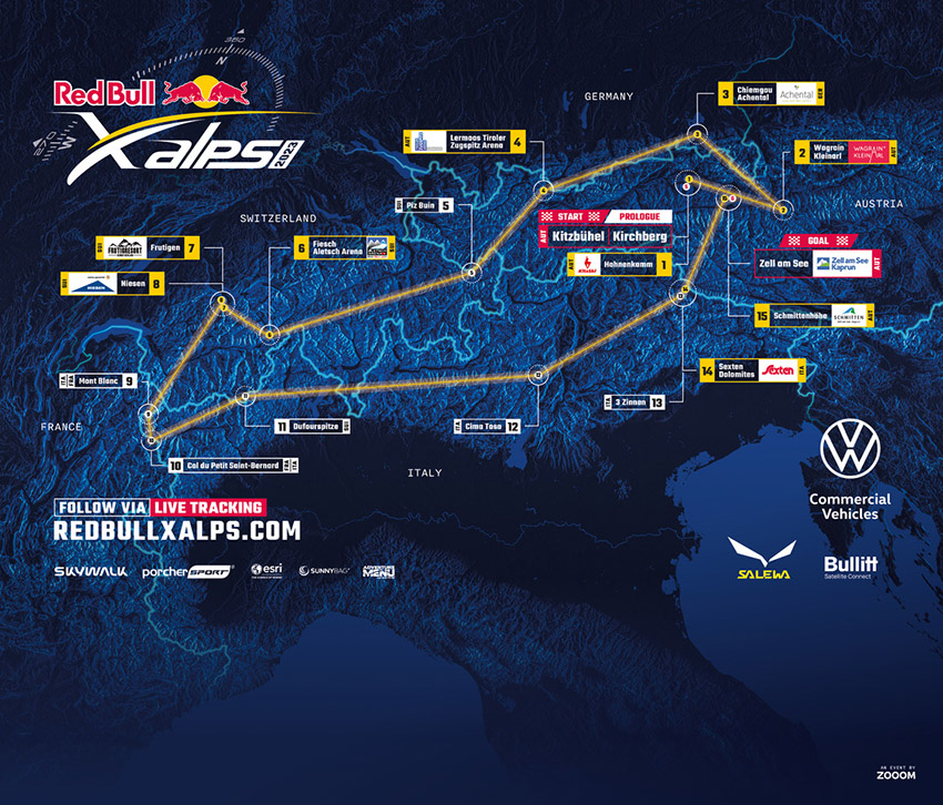 Red Bull X-Alps 2023 route map