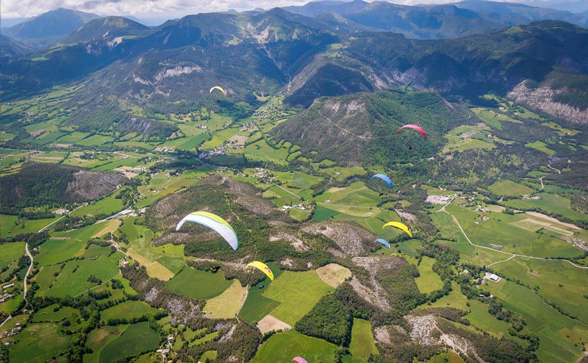 Paragliding in Saint Jean Montclar, France. Photo: Marcus King