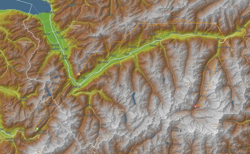 Eliya Zemmour's flight from Mt Blanc to Zermatt