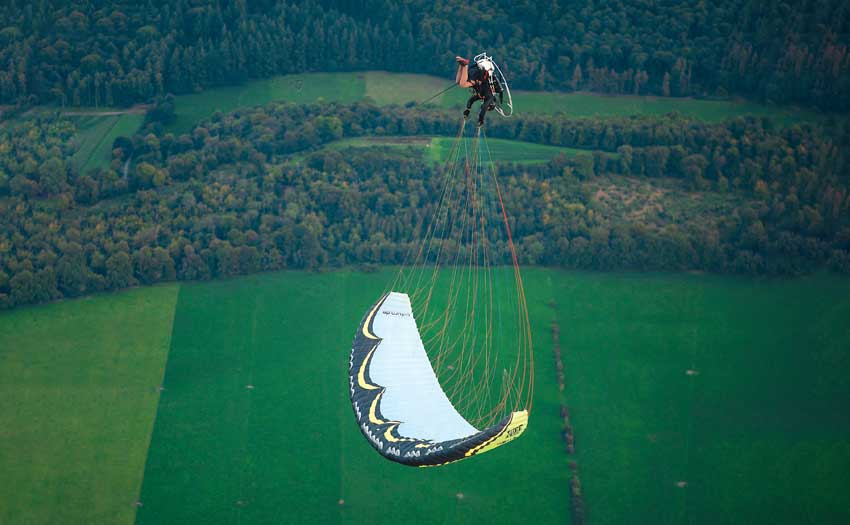 Infinite tumbling with a paramotor