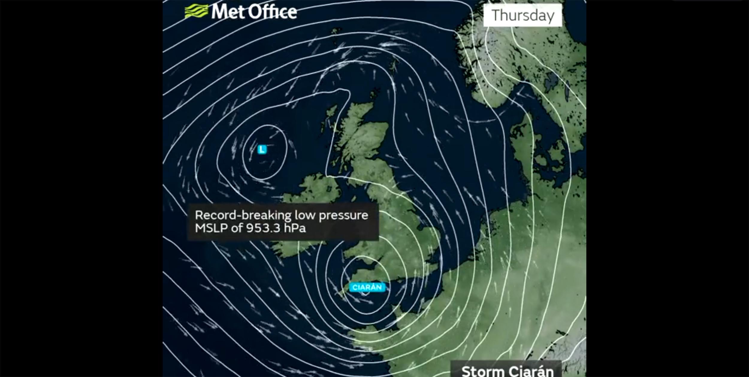 "The rate at which Storm Ciarán’s pressure dropped was exceptional..." Suzanne Gray and Ambrogio Volonté explain why the winds from Storm Ciarán in the UK and France were so strong
