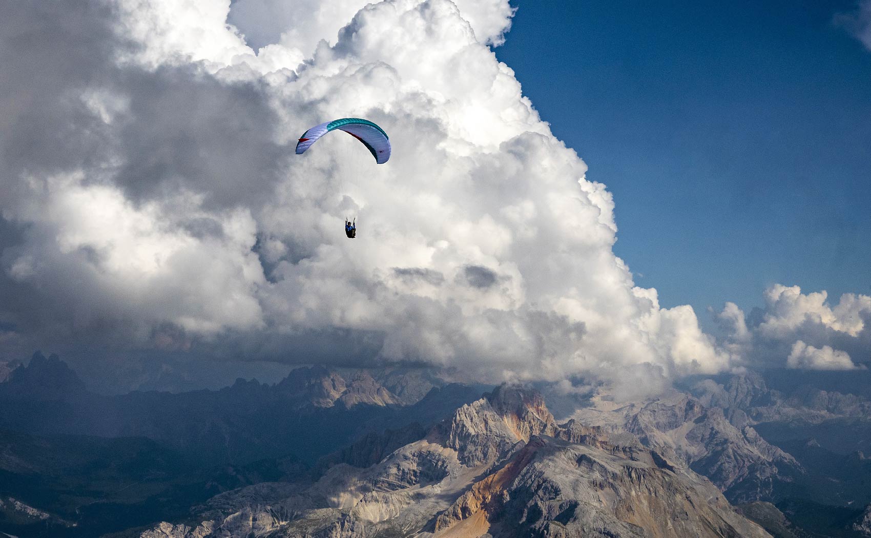 Paragliding above the Dolomites