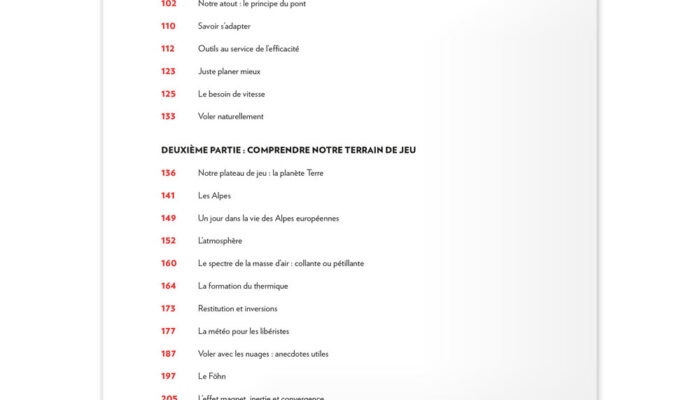 Maîtriser en Parapente - Tables des matières