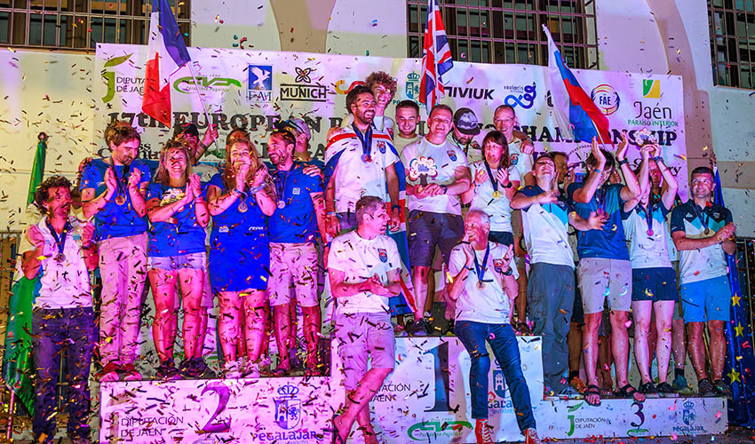 Nations podium at the European Paragliding Championships 2024. Photo: Marcus King