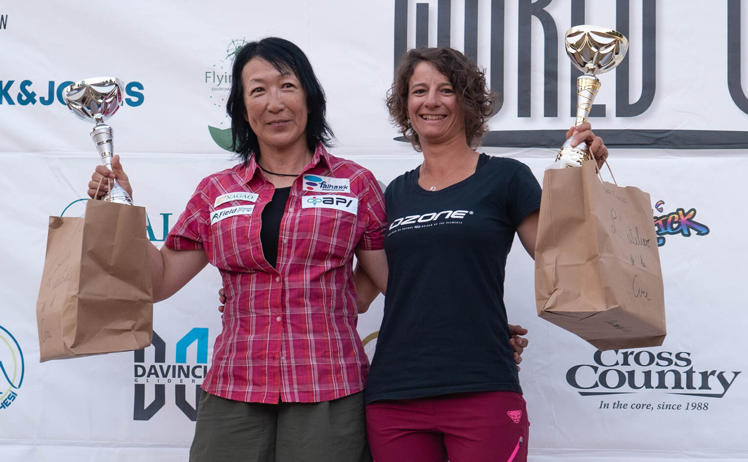The women's podium at the Paragliding World Cup in Gourdon, August 2024