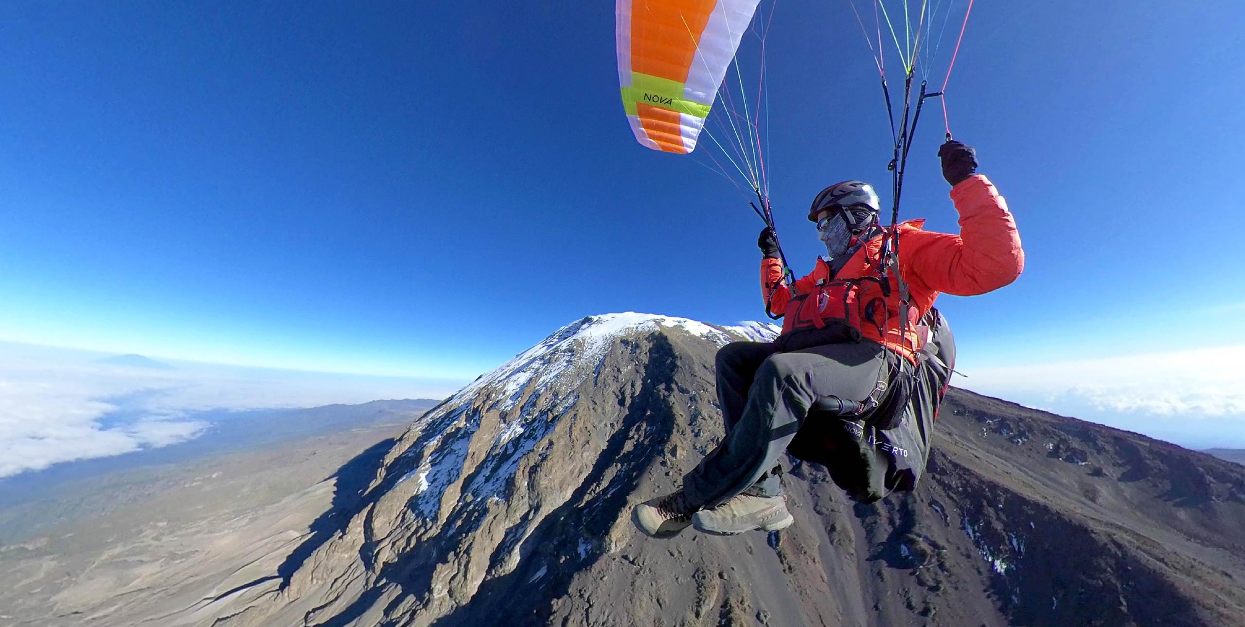 Mexico's David Liano flies from the top of Mount Kilimanjaro. Photo: David Liano