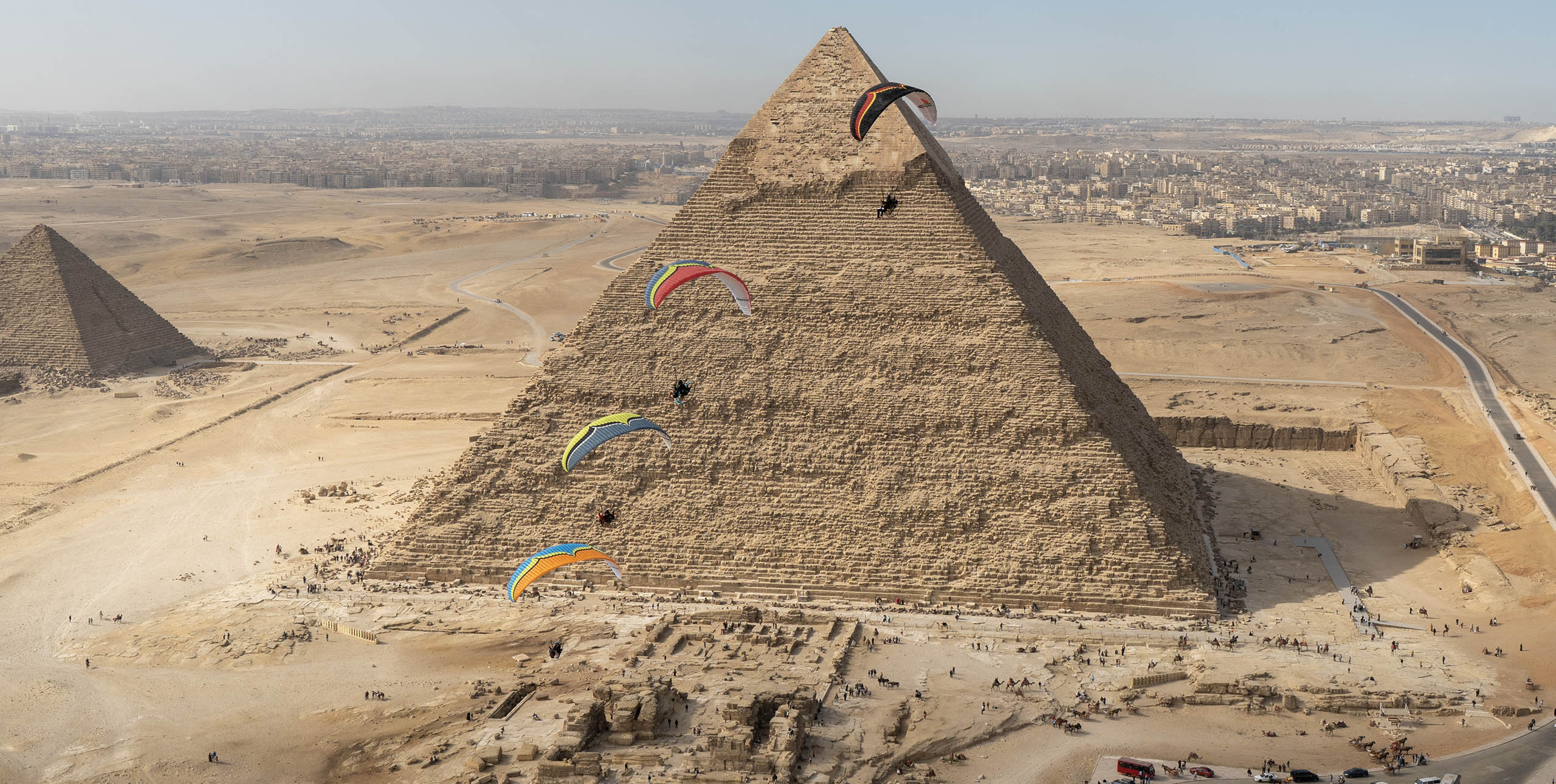 Paramotoring the pyramids in Egypt. Photo: Matias Nombarasco