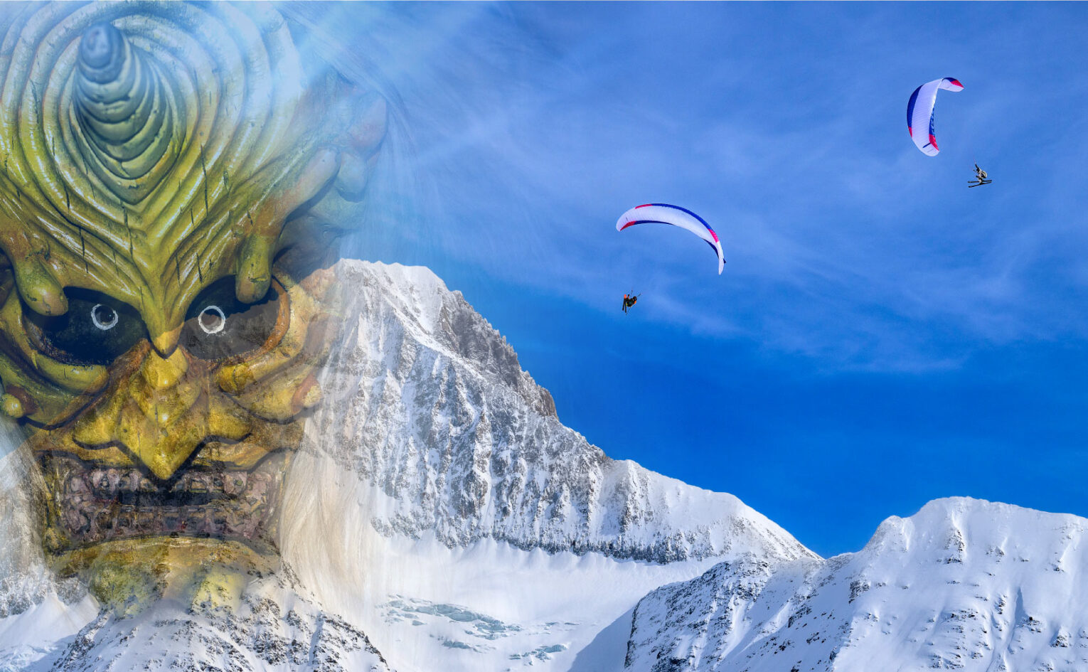 Tschäggättä and paragliders