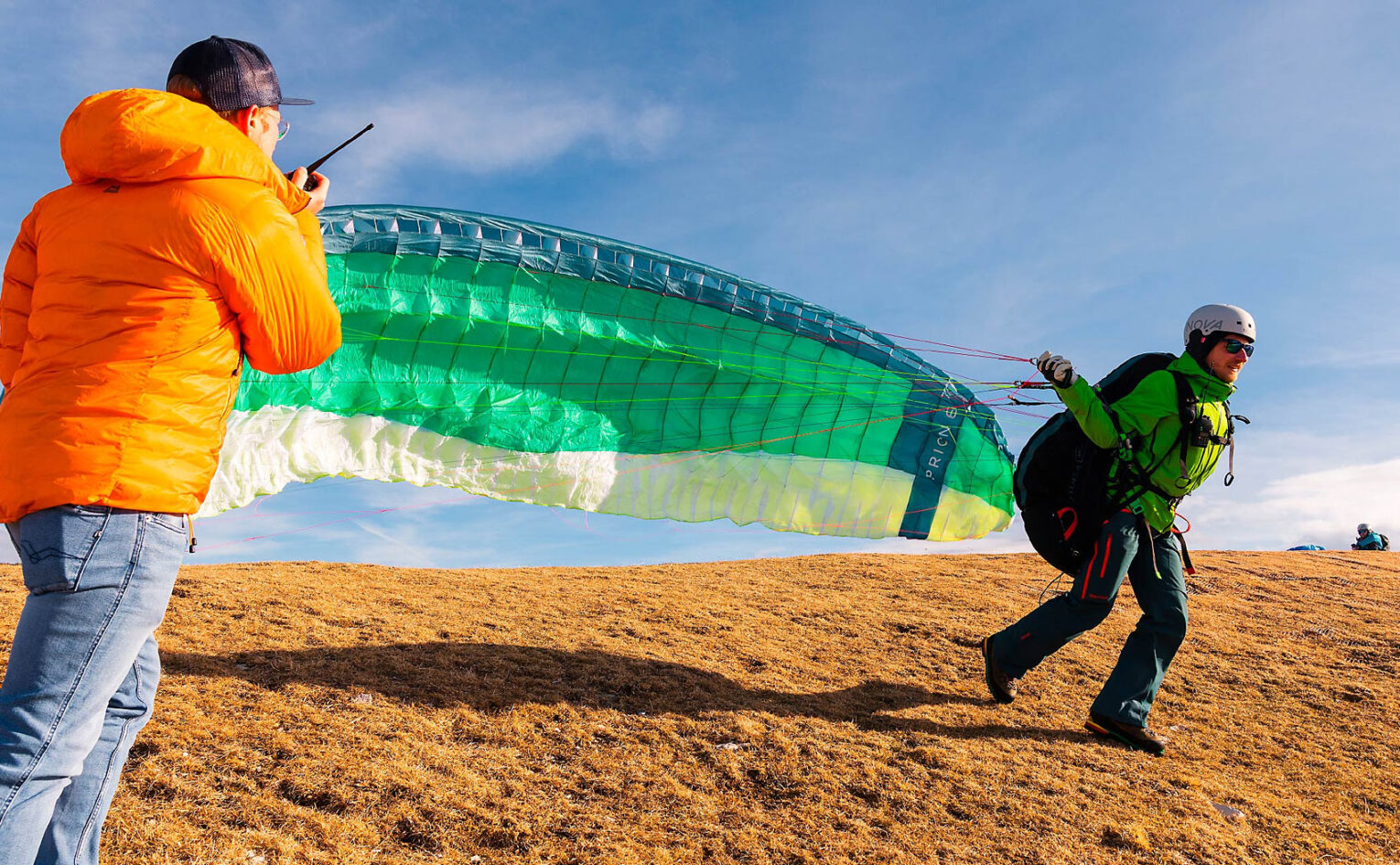 Paraglider launching