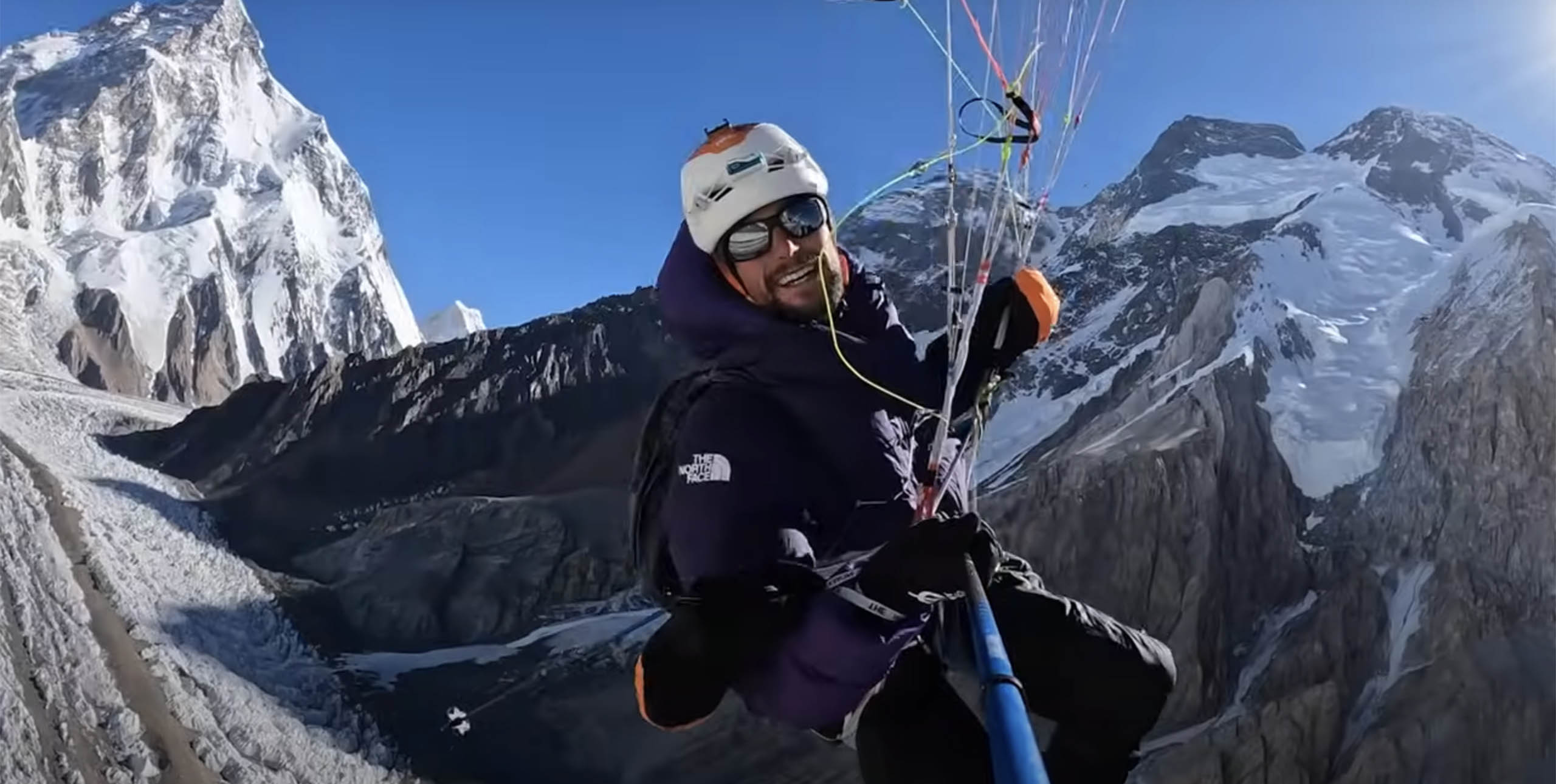 Benjamin Vedrines paraglides from Broad Peak in the film Edge of Reason