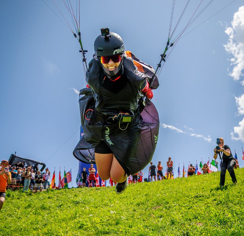 Celine Lorenz launches at the start of the Red Bull X-Alps 2025